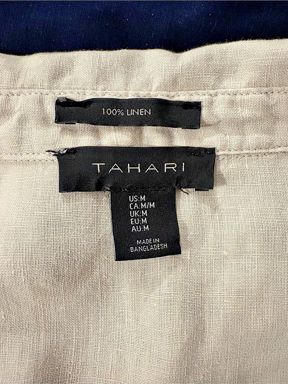 Tahari Linen Button-Front Midi Dress in Cream Size Medium - Picture 4 of 6